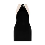 David Koma Satin Halterneck Mini Dress In Black