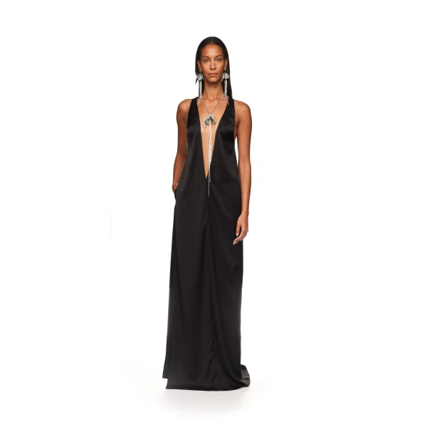 David Koma Satin V Neck Maxi Tunic, view 2