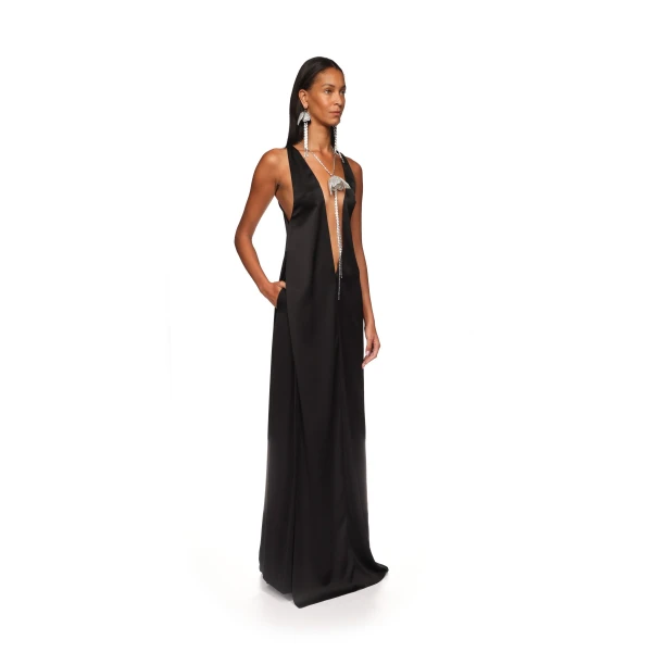 David Koma Satin V Neck Maxi Tunic, view 4