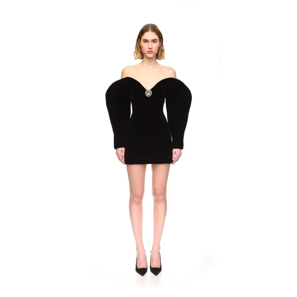 David Koma Sculptured Sleeve And Pendant Mini Dress, view 2