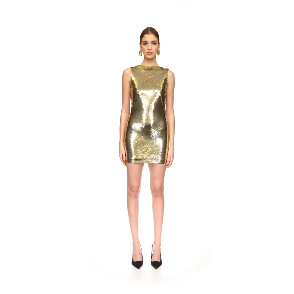 David Koma Sequin Draped Back Mini Dress, view 2