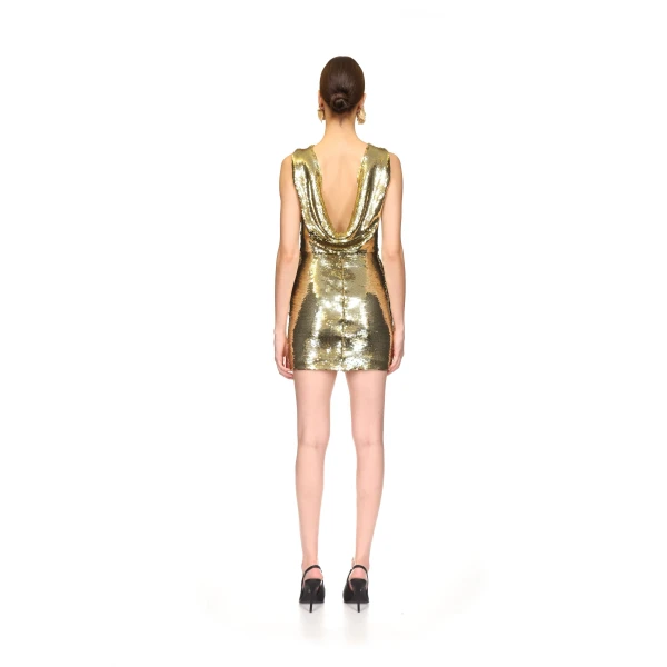 David Koma Sequin Draped Back Mini Dress, view 5