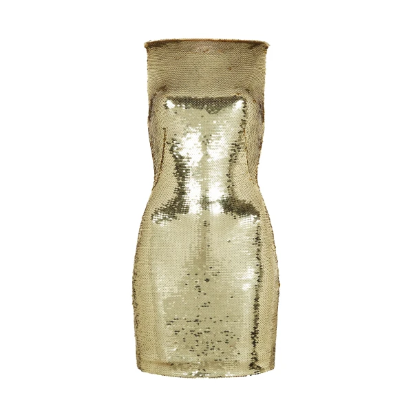 David Koma Sequin Draped Back Mini Dress