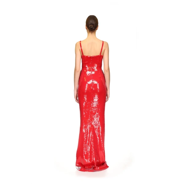 David Koma Sequin Gown With 3D Flowers, view 5