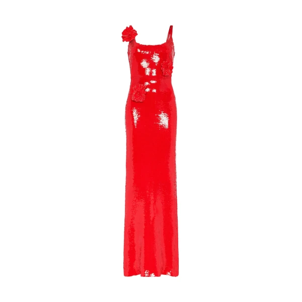 David Koma Sequin Gown With 3D Flowers