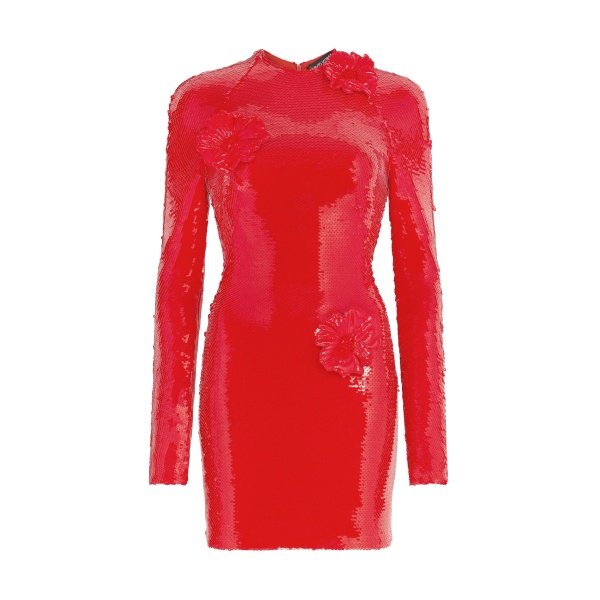 David Koma Sequin Mini Dress With 3D Flowers