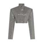 David Koma Sequined Checked Cropped Jacket