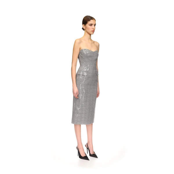 David Koma Sequined Checked Midi Dress, view 4