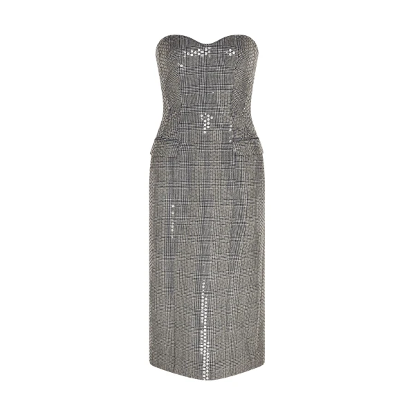 David Koma Sequined Checked Midi Dress