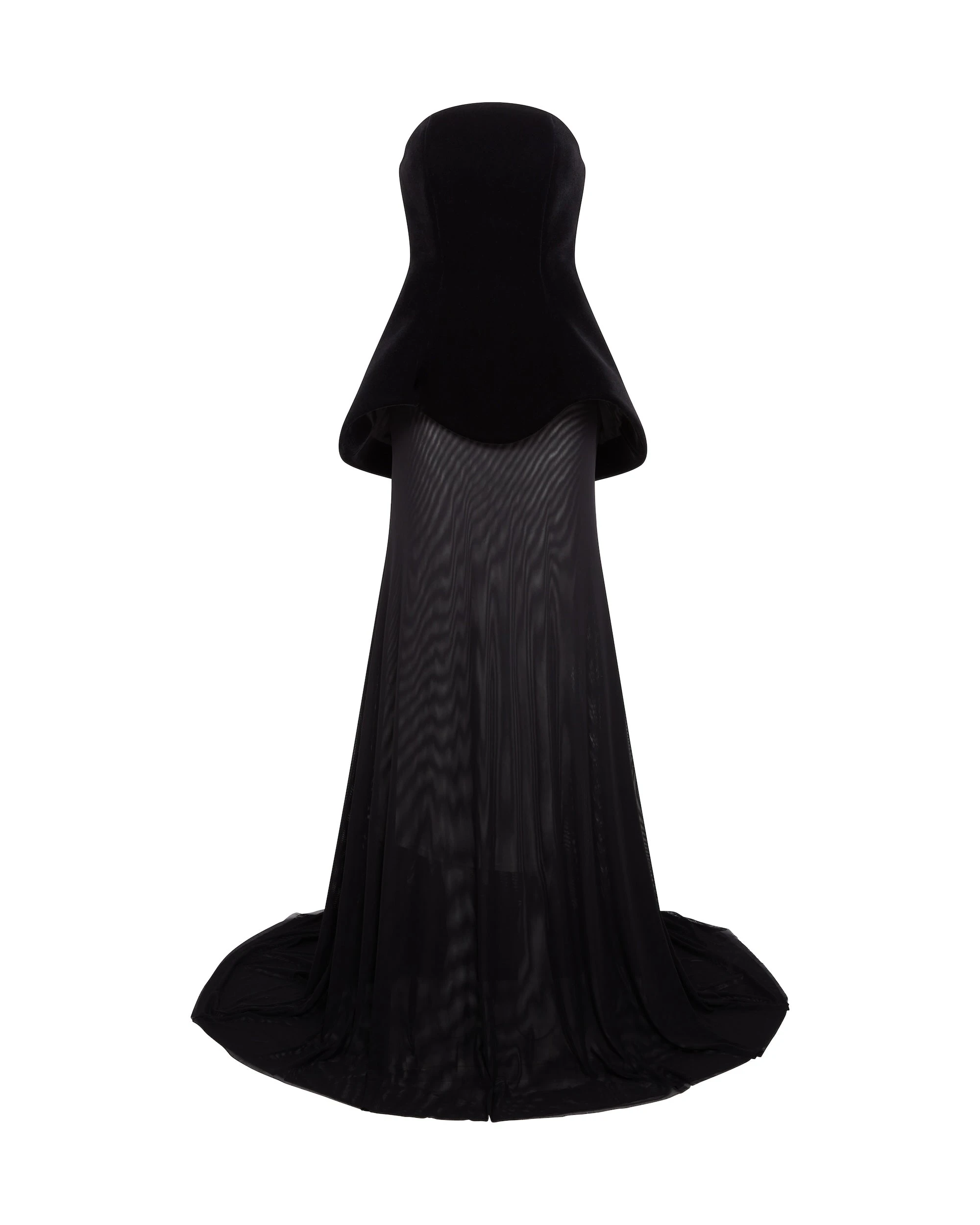 David Koma Strapless Curved Hem Gown With Mesh Skirt David Koma Strapless Curved Hem Gown With Mesh Skirt