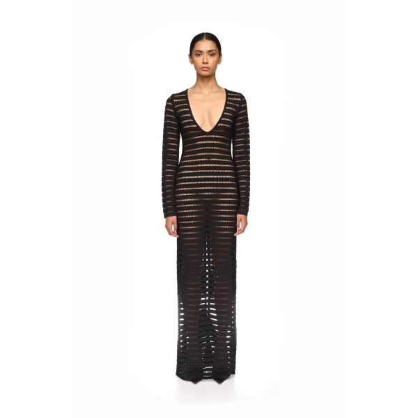 David Koma Striped Cutout Knit Gown, view 2