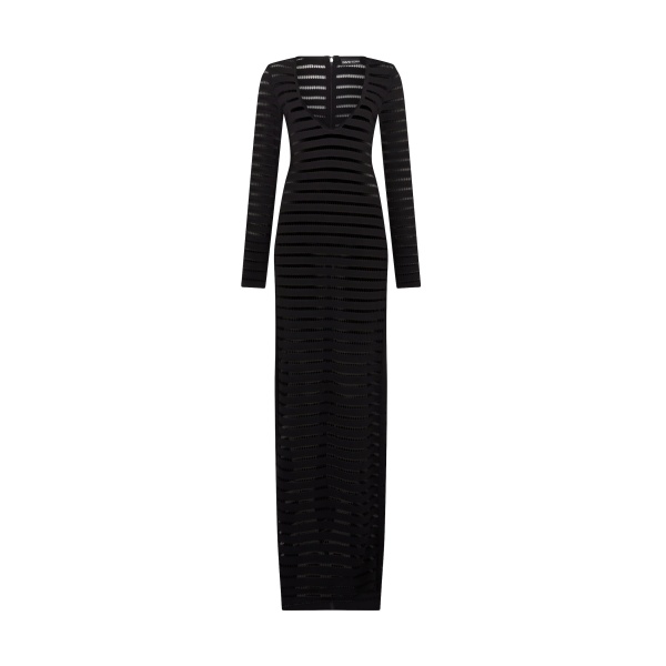 David Koma Striped Cutout Knit Gown