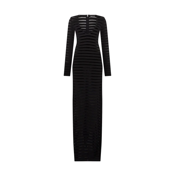 David Koma Striped Cutout Knit Gown