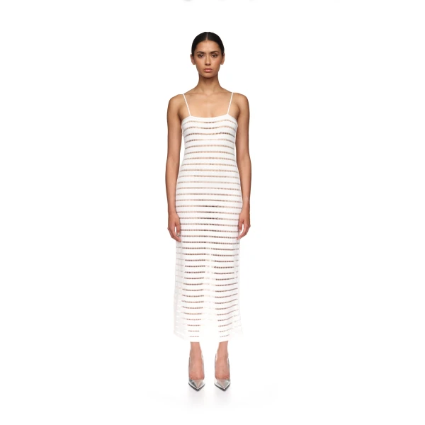 David Koma Striped Cutout Knit Midi Dress, view 2