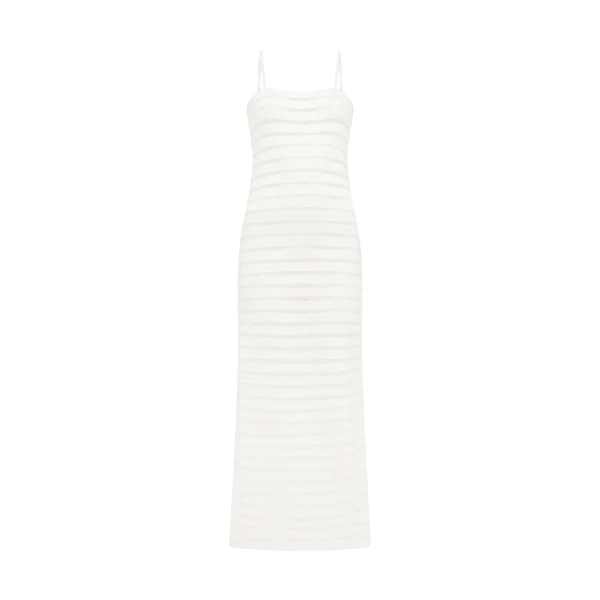 David Koma Striped Cutout Knit Midi Dress