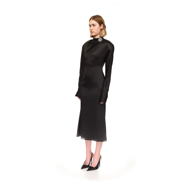 David Koma Structured Shoulders Satin Midi Dress, view 3