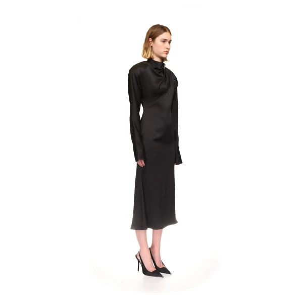 David Koma Structured Shoulders Satin Midi Dress, view 4