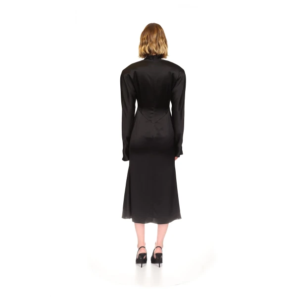 David Koma Structured Shoulders Satin Midi Dress, view 5