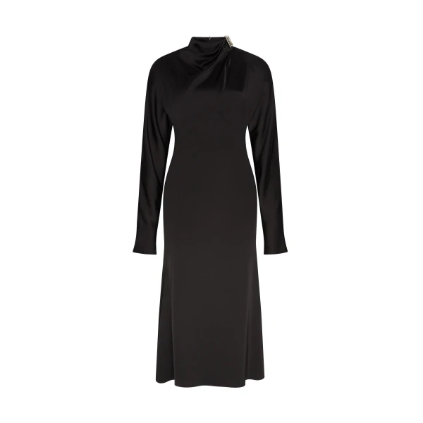 David Koma Structured Shoulders Satin Midi Dress