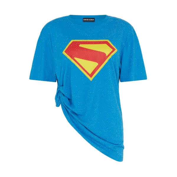 David Koma Supergirl X David Koma Rhinestone T-shirt Top