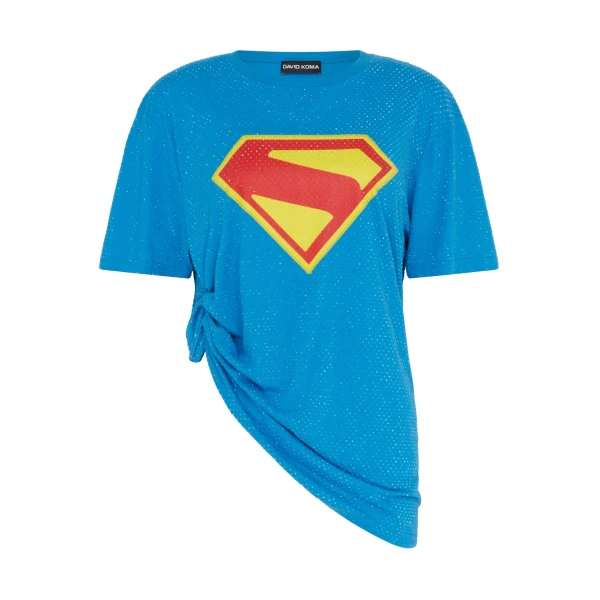 David Koma Supergirl X David Koma Rhinestone T-shirt Top