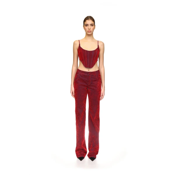 David Koma Velvet Denim Corset Top, view 2