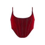 David Koma Velvet Denim Corset Top