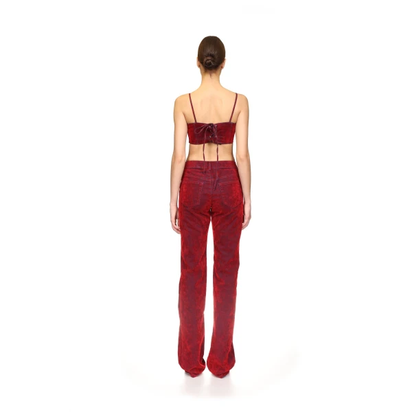 David Koma Velvet Denim Corset Top, view 5