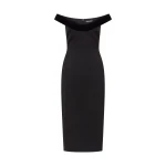 David Koma Velvet Trimmed Off-the-shoulder Midi Dress