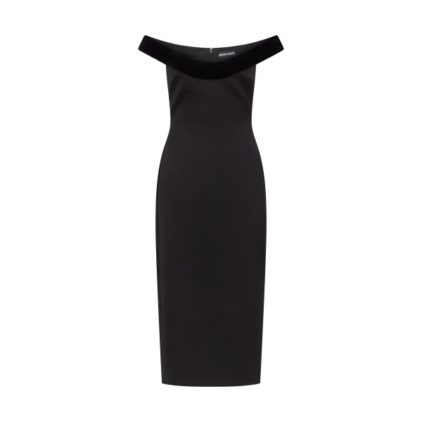 David Koma Velvet Trimmed Off-the-shoulder Midi Dress