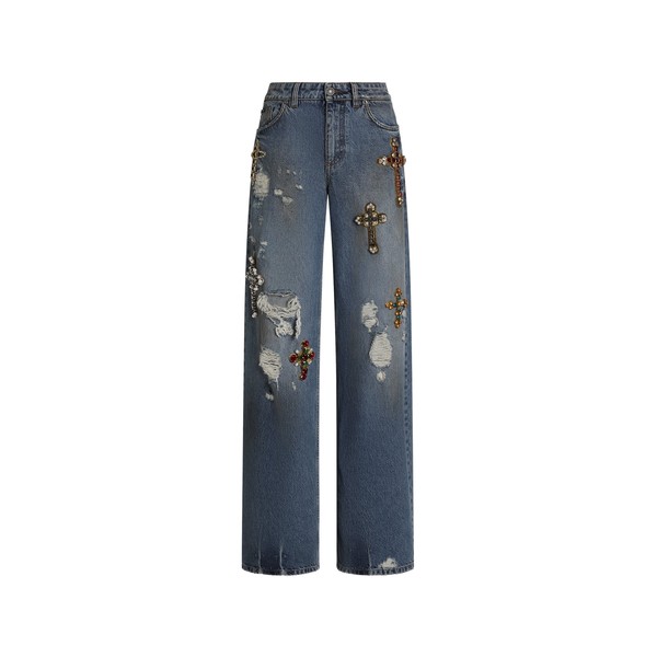Dolce & Gabbana 5-pocket denim trousers with emrboidery