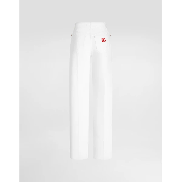 Dolce & Gabbana 5-pocket denim trousers with jewel buttons, view 2