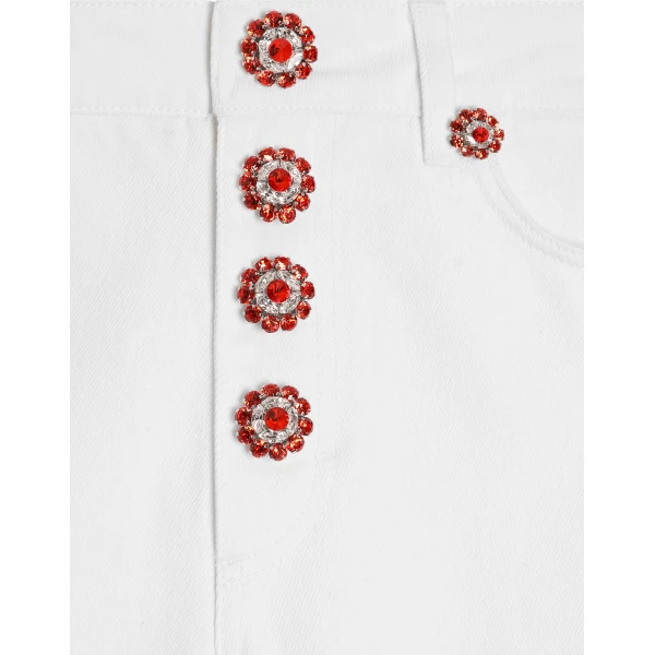 Dolce & Gabbana 5-pocket denim trousers with jewel buttons, view 3
