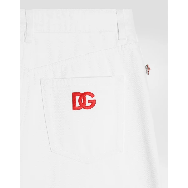 Dolce & Gabbana 5-pocket denim trousers with jewel buttons, view 4