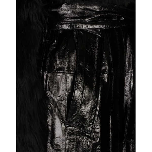 Dolce & Gabbana Alpaca and eel skin single-breasted coat with belt, view 4