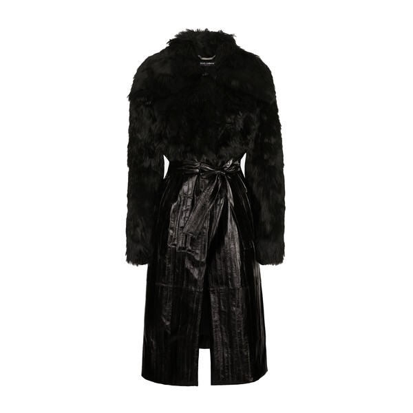 Dolce & Gabbana Alpaca and eel skin single-breasted coat with belt