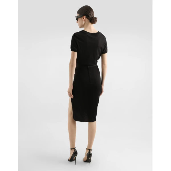 Dolce & Gabbana Asymmetrical jersey skirt with draping, view 3