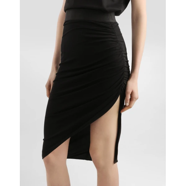 Dolce & Gabbana Asymmetrical jersey skirt with draping, view 4