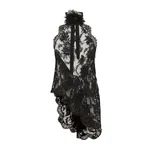 Dolce & Gabbana Asymmetrical lace top with flower detail on neck