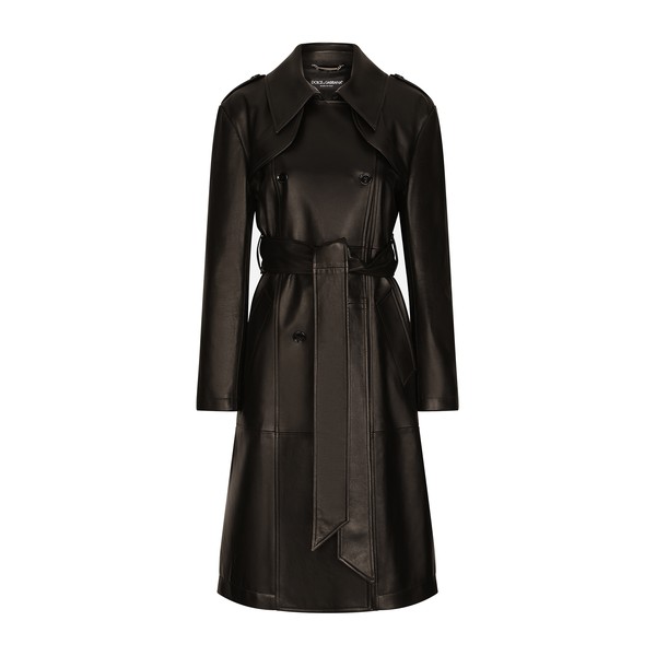 Dolce & Gabbana Belted double-breasted leather coat