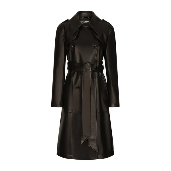 Dolce & Gabbana Belted double-breasted leather coat