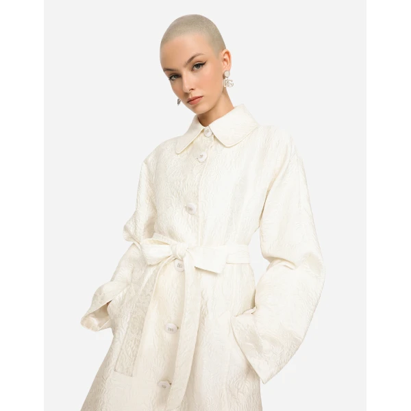 Dolce & Gabbana Belted floral jacquard coat, view 2