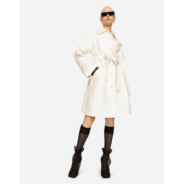 Dolce & Gabbana Belted floral jacquard coat, view 3