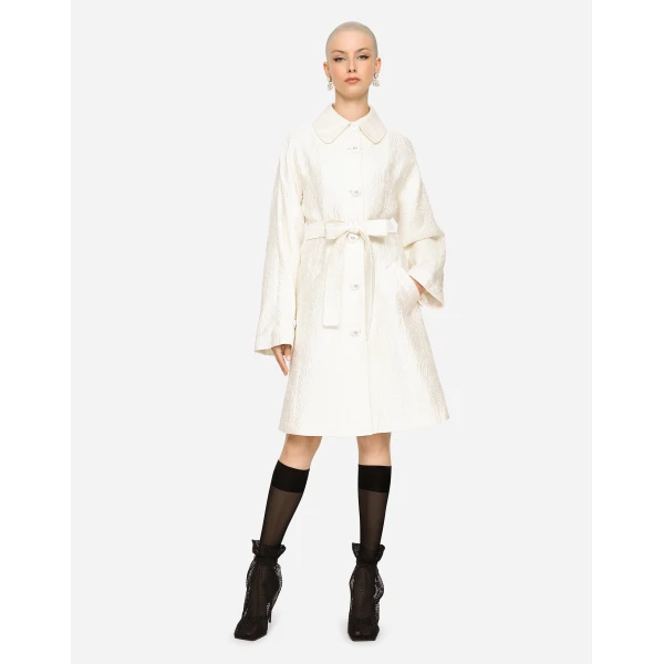 Dolce & Gabbana Belted floral jacquard coat, view 4