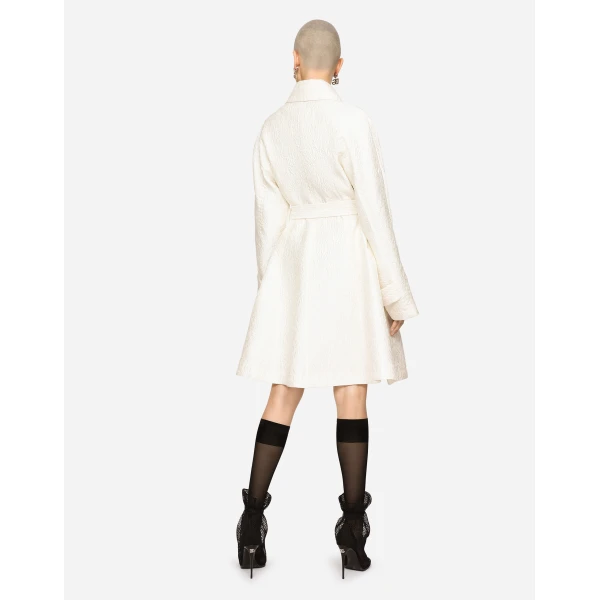 Dolce & Gabbana Belted floral jacquard coat, view 5