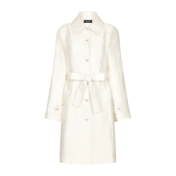 Dolce & Gabbana Belted floral jacquard coat