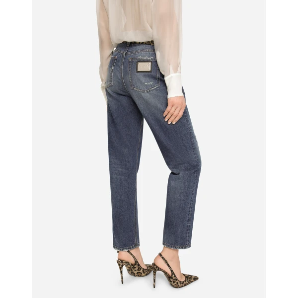 Dolce & Gabbana Boyfriend jeans in medium blue denim, view 4
