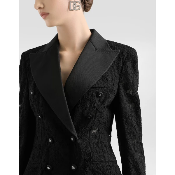 Dolce & Gabbana Branded stretch lace Turlington blazer, view 4