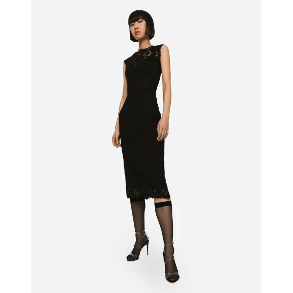 Dolce & Gabbana Branded stretch lace calf-length dress, view 6