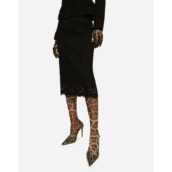 Dolce & Gabbana Branded stretch lace midi skirt, view 4